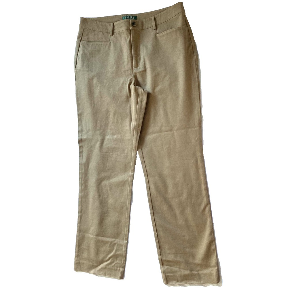 Lauren Ralph Lauren Pants Womens 12 Tan Catlin Stretch Chino Straight Leg